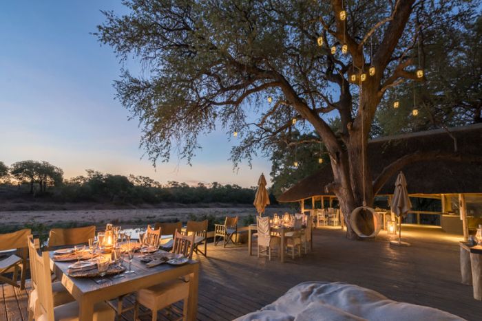 Simbavati River Lodge outside dining area 