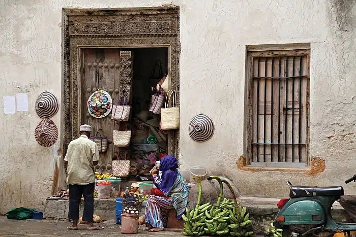 Stone town old wooden doors